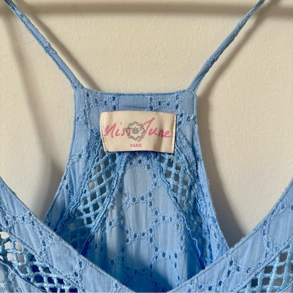 Miss June Paris Cotton Lace Beach Cover Up Dress In Blue One Size - Picture 3 of 5